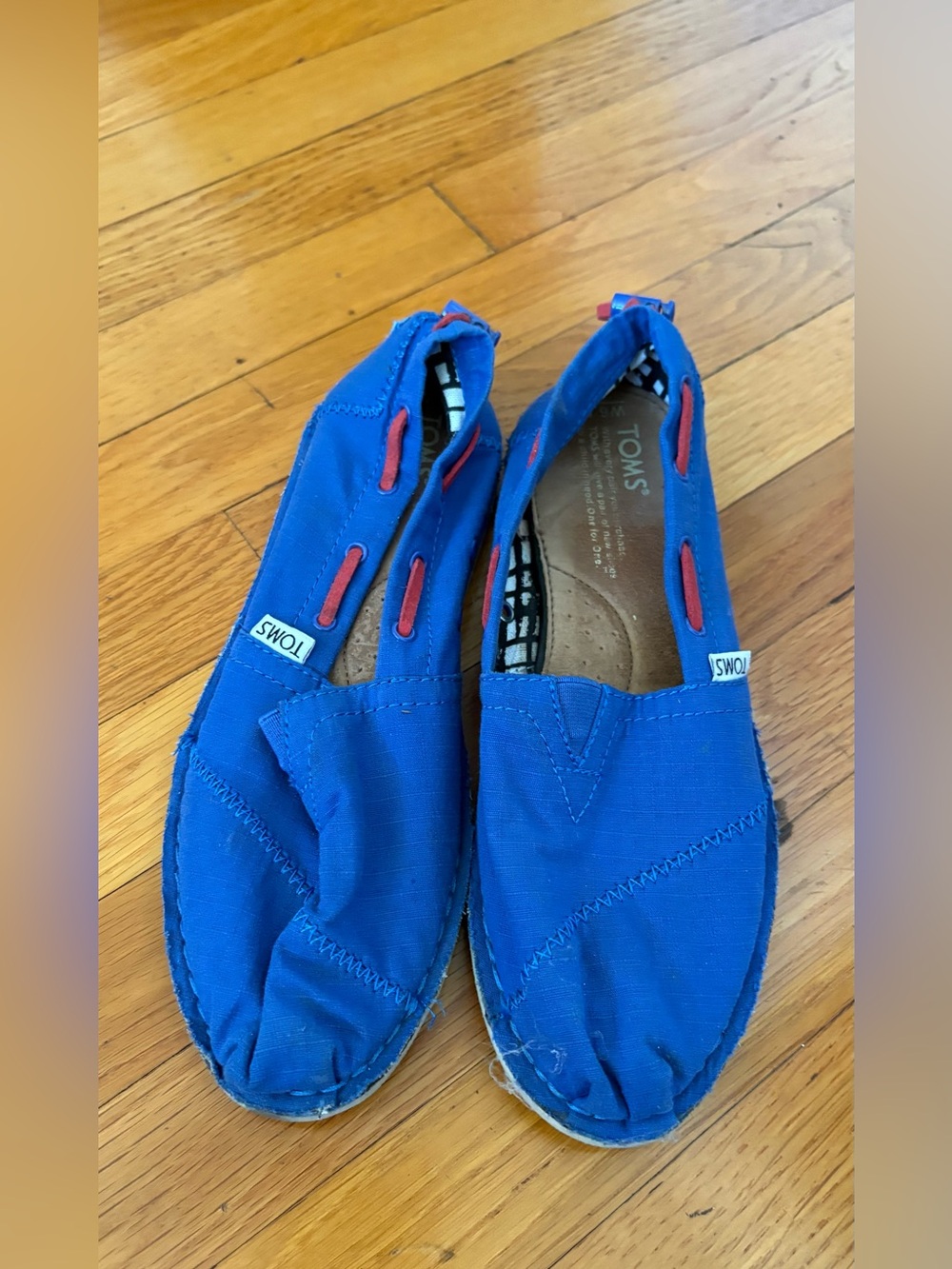 TOMS Canvas Slip-On Shoes - Blue. Size 6.5